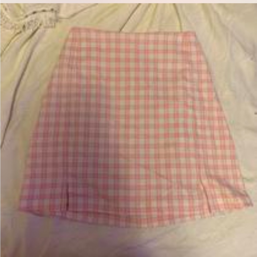 brandy melville pink and white plaid skirt - one size